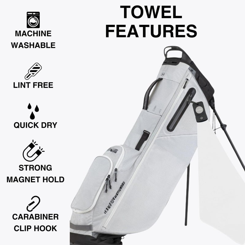 Playing It Forward Magnetic Golf Towels for Golf Bags with Clip & Ultra Strong Magnet - Waffle Weave Microfiber Towel for Secure Hold on Bags & Carts - Ideal Club Cleaner & Accessories - White - Image 2